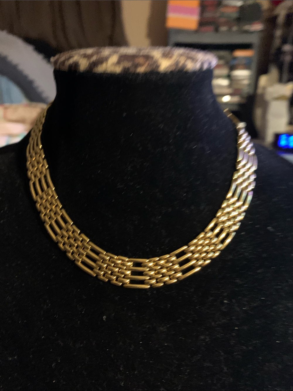 Napier Gold Tone Gate Coiled Chain Chocker Necklace